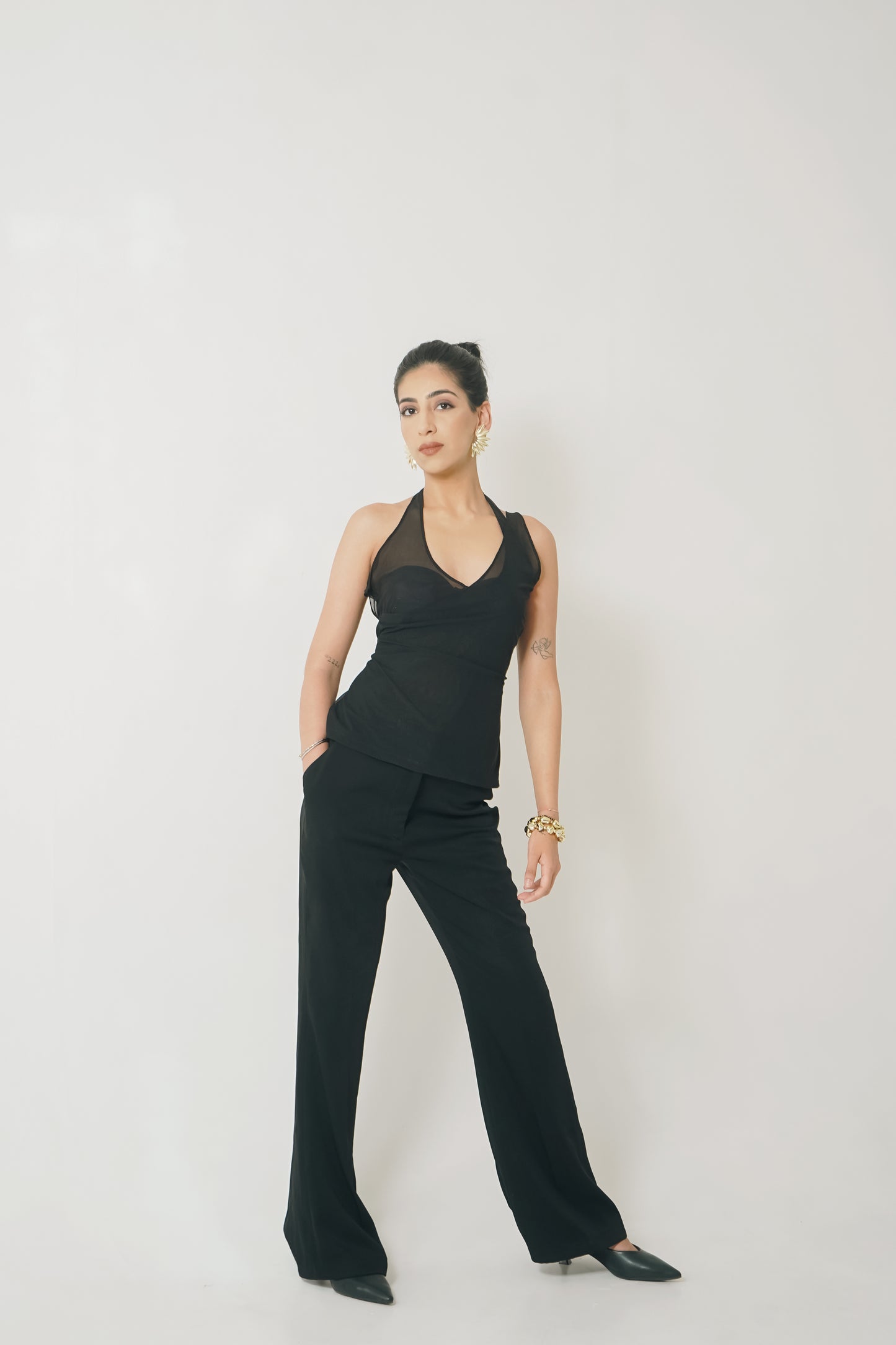 Black Tailored Flared Pants